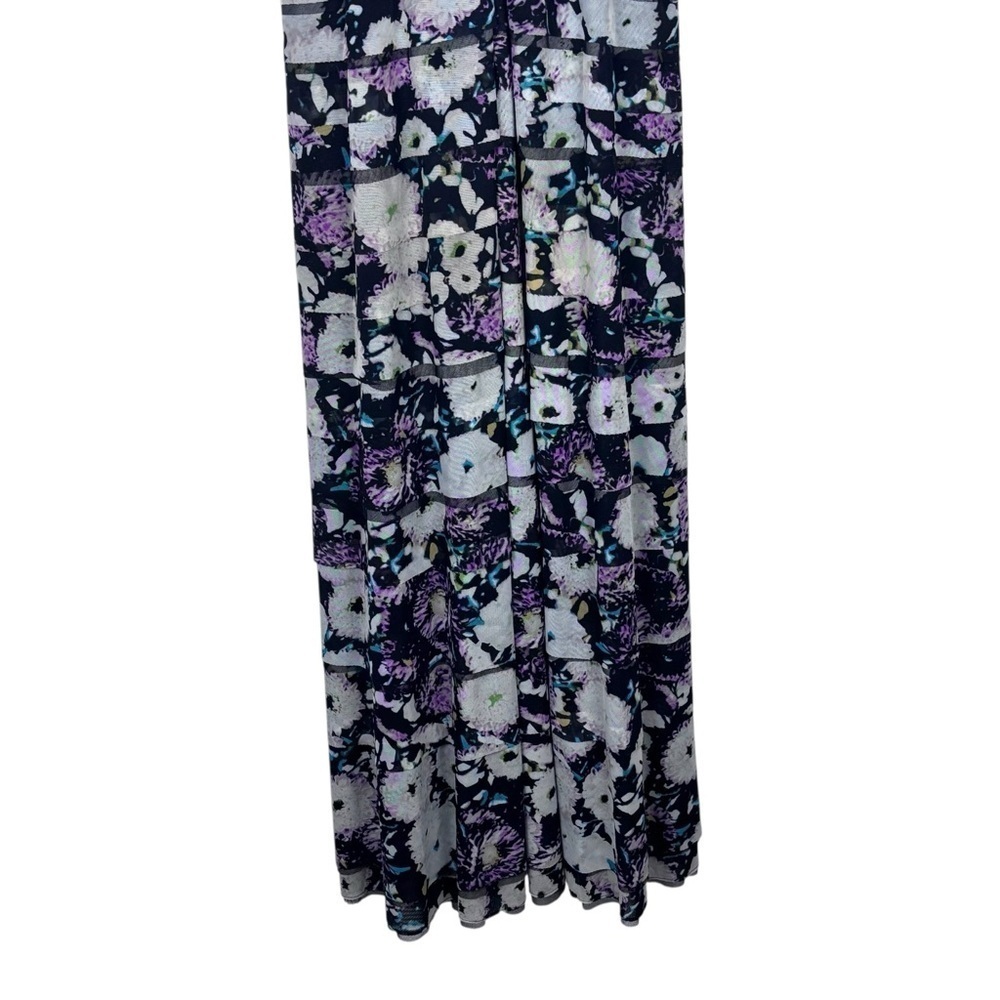 BCBGMAXAZRIA ERIKA SWEETHEART STRAPLESS TIERED FLORAL MESH MAXI GOWN DRESS - Picture 8 of 16